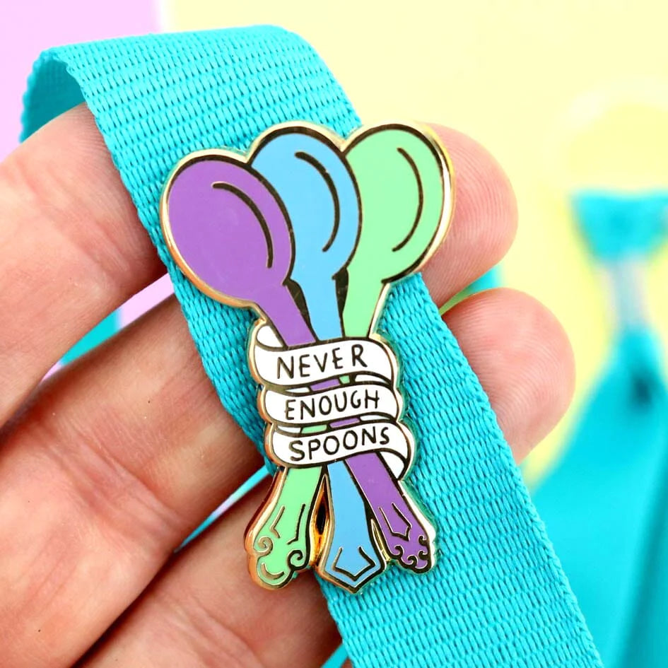 NEVER ENOUGH SPOONS LAPEL PIN